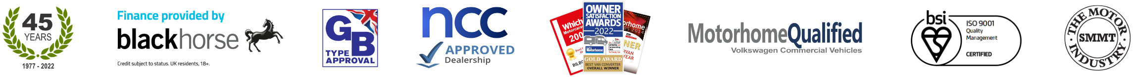 Bilbo's Motorhomes Accreditations